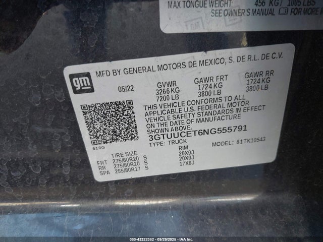 3GTUUCET6NG555791 GMC Sierra 1500 4wd Short Box Elevation With 3sb