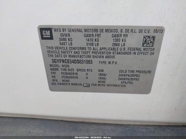 2013 CADILLAC SRX 3GYFNCE34DS631083 Photo 8