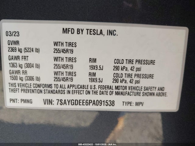 2023 TESLA MODEL Y 7SAYGDEE6PA091538 Photo 8