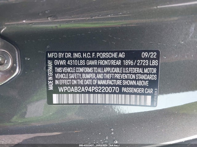 Продаж на аукціоні авто 2023 Porsche 911 Carrera 4 Gts/carrera 4s/carrera Gts/carrera S/dakar, vin: WP0AB2A94PS220070, номер лоту: 43322427