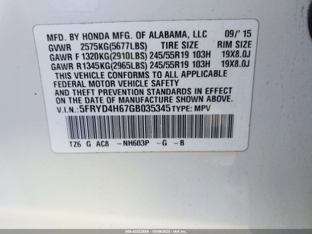 2016 ACURA MDX 5FRYD4H67GB035345 Photo 8
