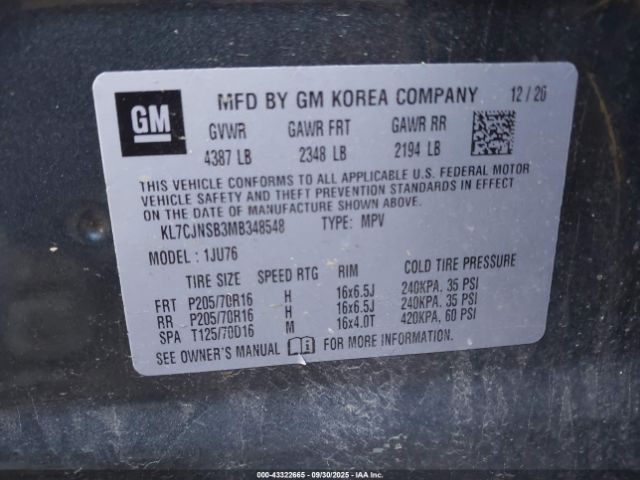 2021 CHEVROLET TRAX KL7CJNSB3MB348548 Photo 8