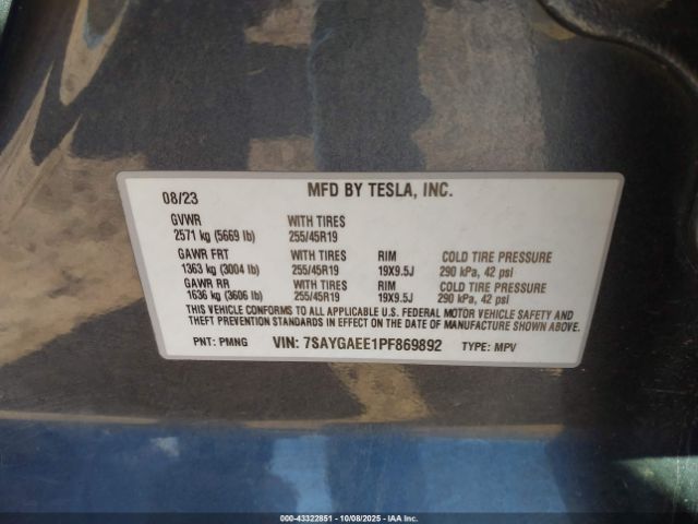 2023 TESLA MODEL Y 7SAYGAEE1PF869892 Photo 8