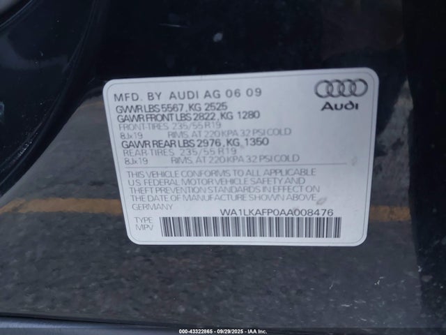 2010 AUDI Q5 WA1LKAFP0AA008476 Photo 8