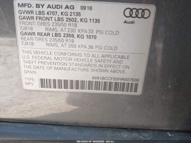 2017 AUDI Q3 WA1BCCFS0HR007638 Photo 8