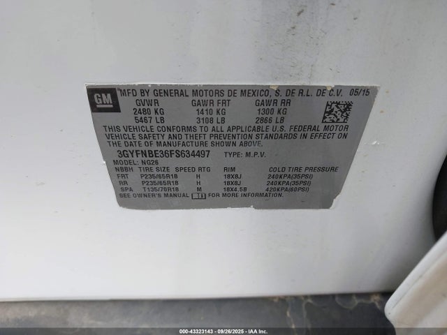 Cadillac lfx - sidi, vvt, e85 max, alum 2015 3GYFNBE36FS634497 Image 9