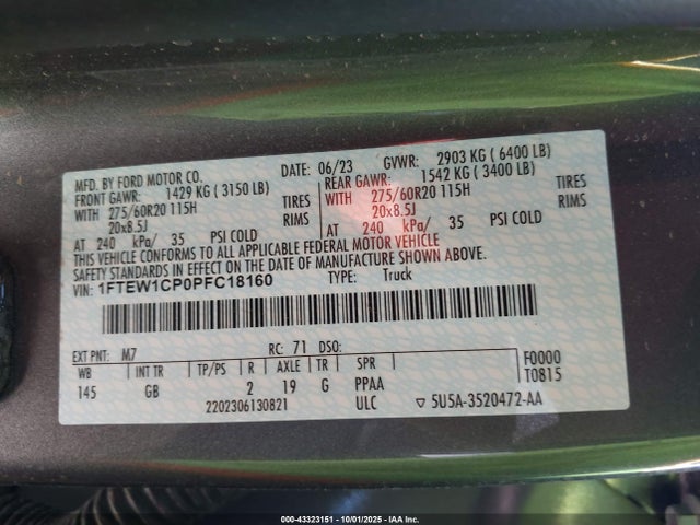 Ford 2.7l-4v 2023 1FTEW1CP0PFC18160 Image 9