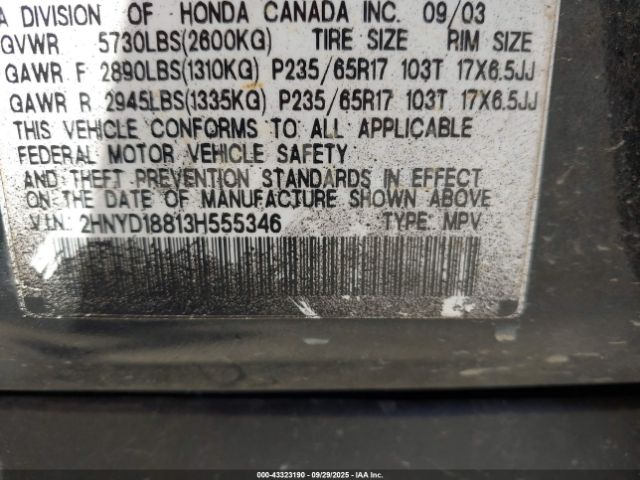 2003 ACURA MDX 2HNYD18813H555346 Photo 8