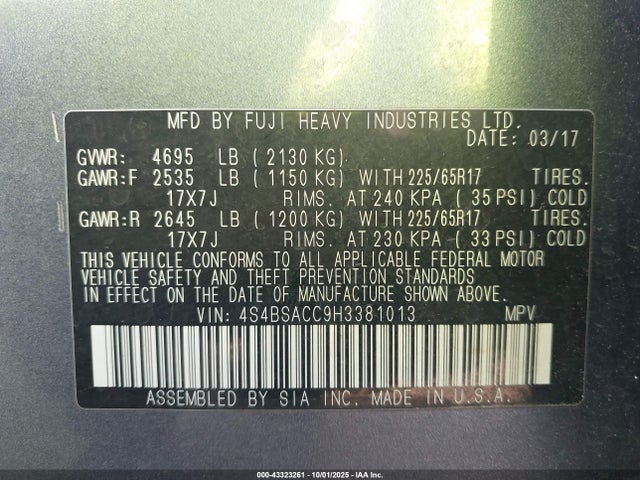4S4BSACC9H3381013 Subaru u5