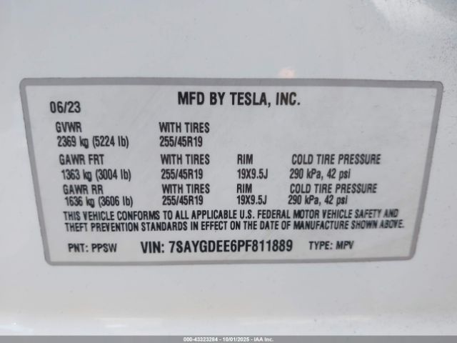 2023 TESLA MODEL Y 7SAYGDEE6PF811889 Photo 8