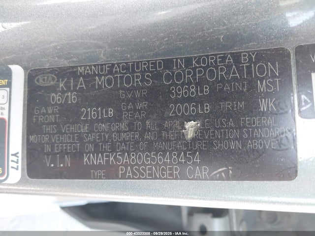 KNAFK5A80G5648454 KIA gdi nu