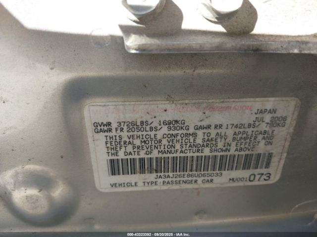 2006 MITSUBISHI LANCER JA3AJ26E86U065033 Photo 8