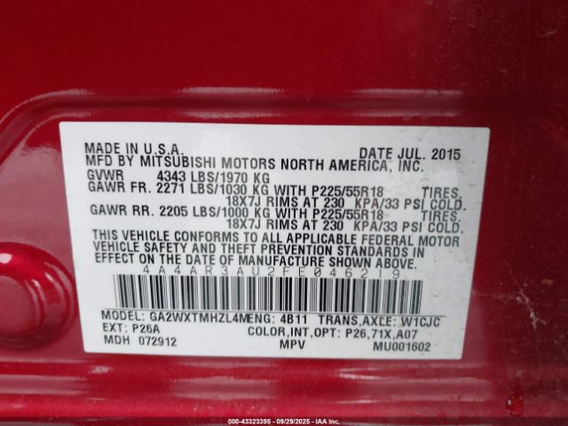 2015 MITSUBISHI OUTLANDER SPORT 4A4AR3AU2FE046219 Photo 8