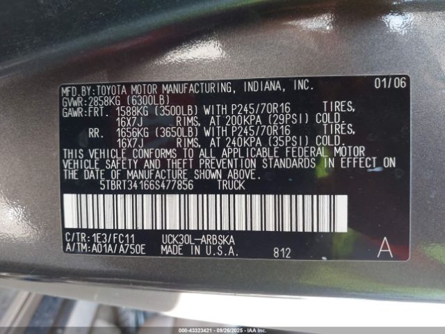 2006 TOYOTA TUNDRA 5TBRT34166S477856 Photo 8