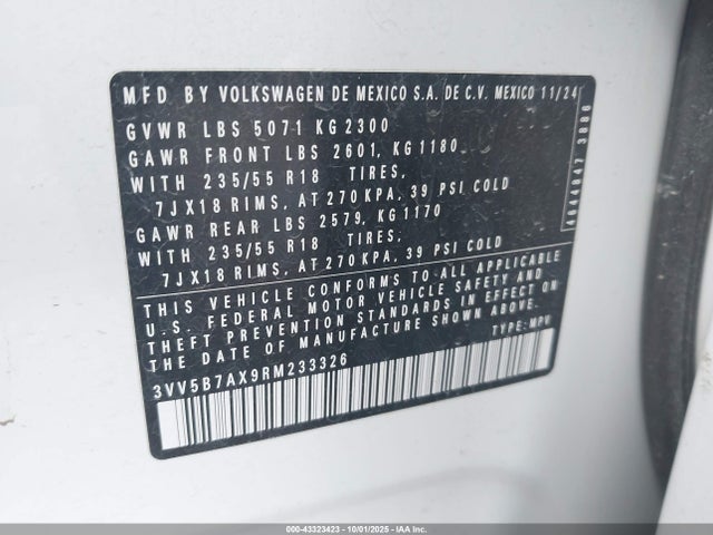 3VV5B7AX9RM233326 Volkswagen tsi