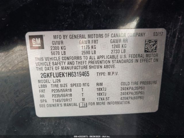 2017 GMC TERRAIN 2GKFLUEK1H6319465 Photo 8