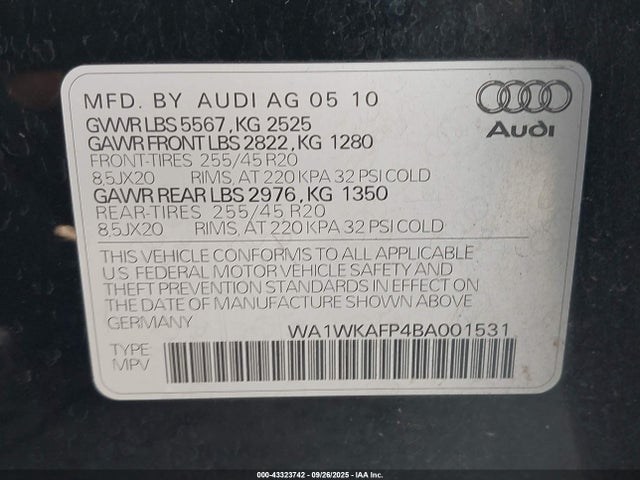 2011 AUDI Q5 WA1WKAFP4BA001531 Photo 8