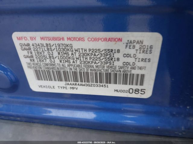 2016 MITSUBISHI OUTLANDER SPORT JA4AR4AW3GZ033451 Photo 8