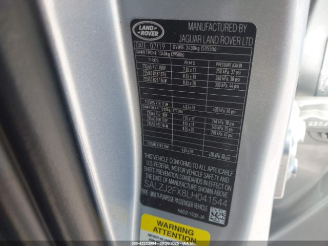 2020 LAND ROVER RANGE ROVER EVOQUE SALZJ2FX8LH041544 Photo 8
