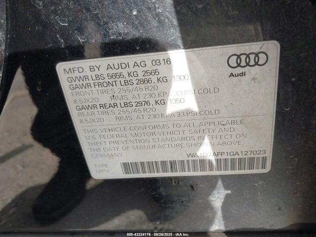 2016 AUDI Q5 WA1D7AFP1GA127023 Photo 8