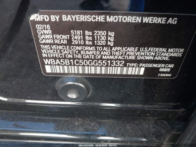 2016 BMW 535I WBA5B1C50GG551332 Photo 8