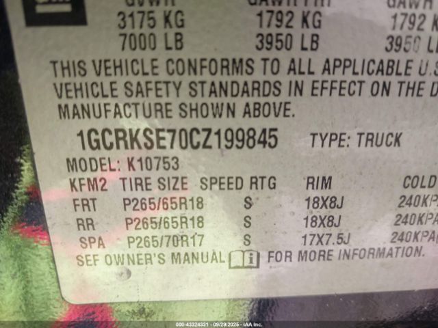 2012 CHEVROLET SILVERADO 1500 1GCRKSE70CZ199845 Photo 8