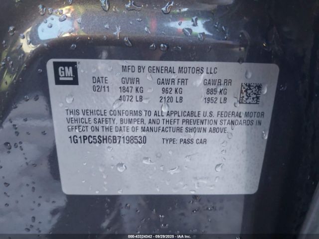 2011 CHEVROLET CRUZE 1G1PC5SH6B7198530 Photo 8
