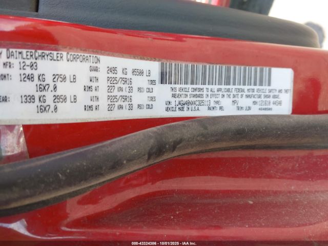 2004 JEEP GRAND CHEROKEE 1J4GW48NX4C325113 Photo 8