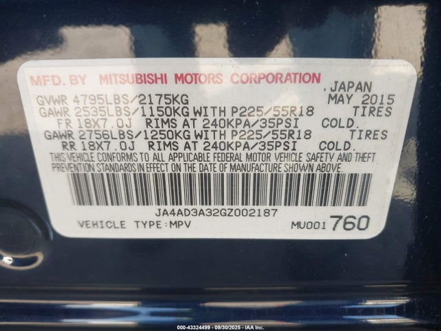 JA4AD3A32GZ002187 Mitsubishi mivec