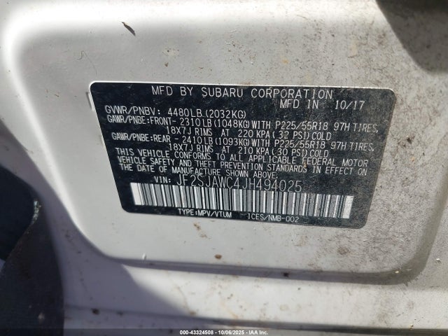 JF2SJAWC4JH494025 Subaru naturally aspirated u5