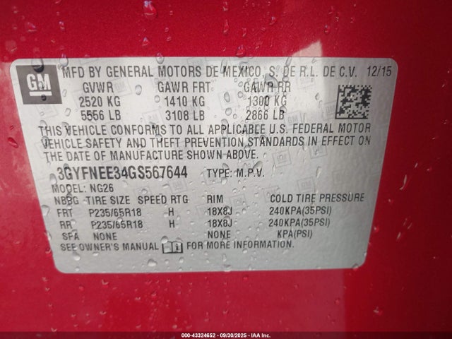 2016 CADILLAC SRX 3GYFNEE34GS567644 Photo 8