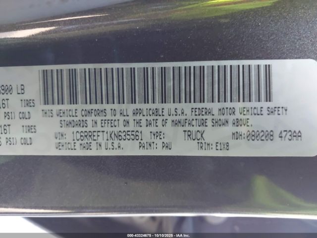 2019 RAM 1500 1C6RREFT1KN635561 Photo 8