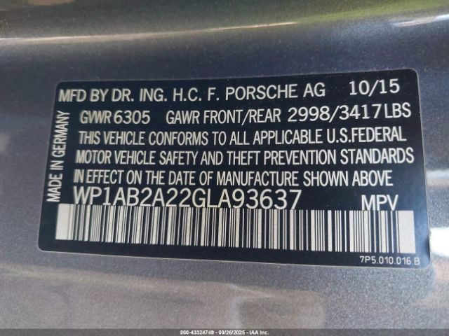 2016 PORSCHE CAYENNE WP1AB2A22GLA93637 Photo 8