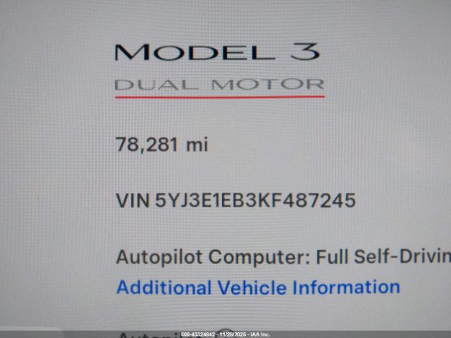 2019 TESLA MODEL 3 5YJ3E1EB3KF487245 Photo 6