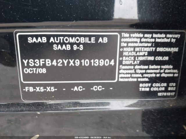 2009 SAAB 9-3 YS3FB42YX91013904 Photo 8