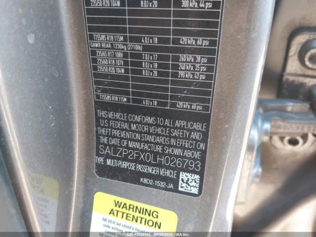 2020 LAND ROVER RANGE ROVER EVOQUE SALZP2FX0LH026793 Photo 8