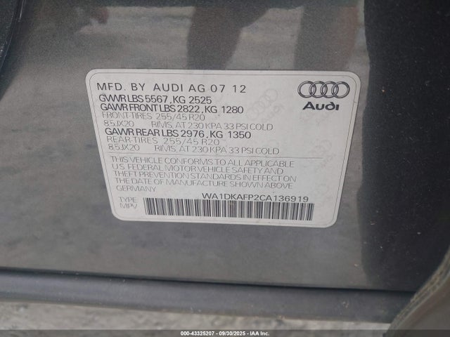 2012 AUDI Q5 WA1DKAFP2CA136919 Photo 8