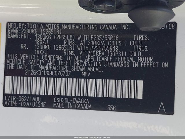 2009 LEXUS RX 350 2T2GK31UX9C076707 Photo 8