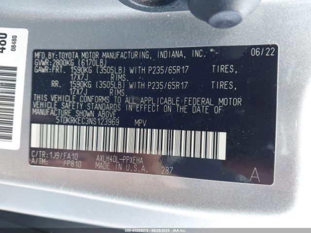 2022 TOYOTA SIENNA 5TDKRKEC3NS123969 Photo 8