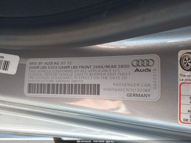 2012 AUDI A7 WAUYGAFC3CN120384 Photo 8