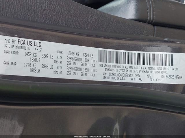2017 DODGE DURANGO 1C4RDJAG4HC878912 Photo 8