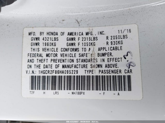 Honda Accord 2017 1HGCR2F86HA095229 Image 22