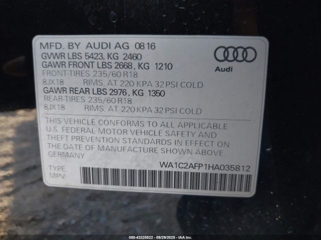 2017 AUDI Q5 WA1C2AFP1HA035812 Photo 8