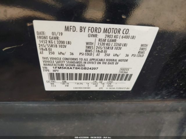 2019 FORD POLICE INTERCEPTOR 1FM5K8AT8KGB24207 Photo 8