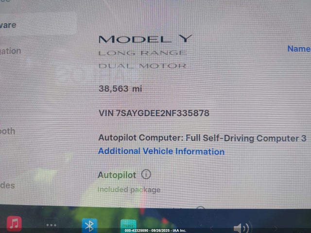 7SAYGDEE2NF335878 Tesla Model Y