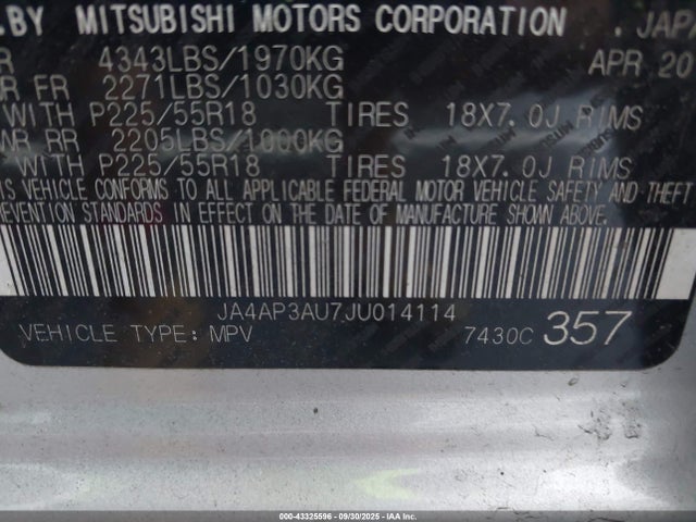 2018 MITSUBISHI OUTLANDER SPORT JA4AP3AU7JU014114 Photo 8