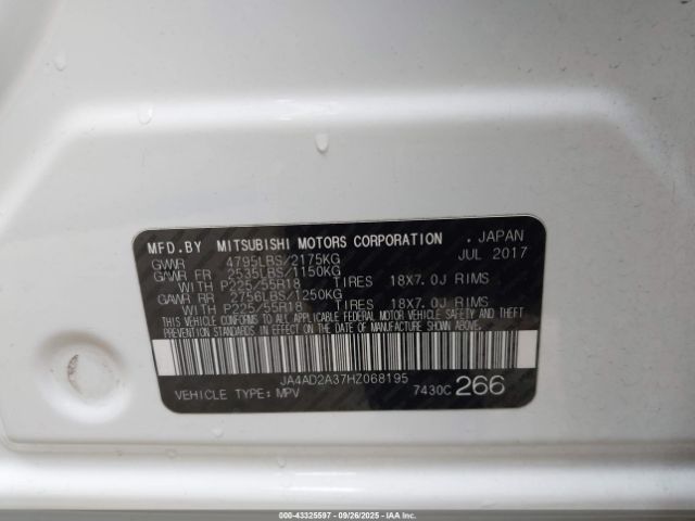 2017 MITSUBISHI OUTLANDER JA4AD2A37HZ068195 Photo 8