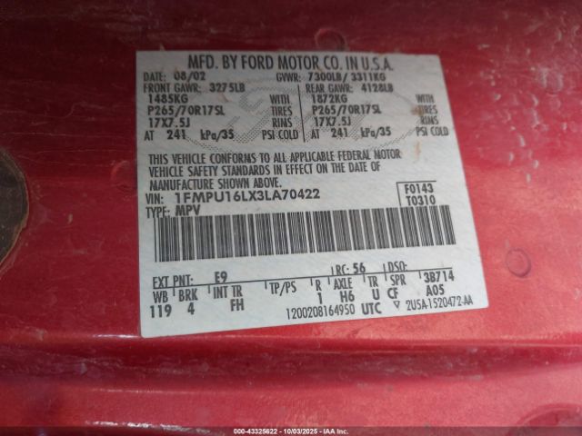 2003 FORD EXPEDITION 1FMPU16LX3LA70422 Photo 8