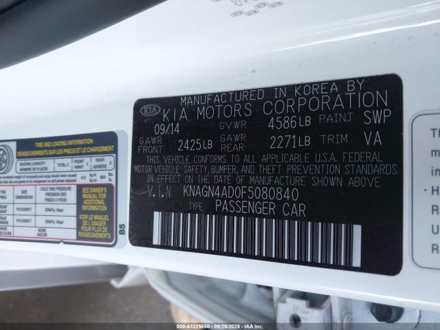 KIA mpi theta ii 2015 KNAGN4AD0F5080840 Image 9
