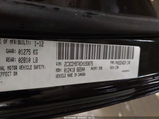 Продаж на аукціоні авто 2012 Dodge Challenger R/t, vin: 2C3CDYBT0CH193875, номер лоту: 43325668